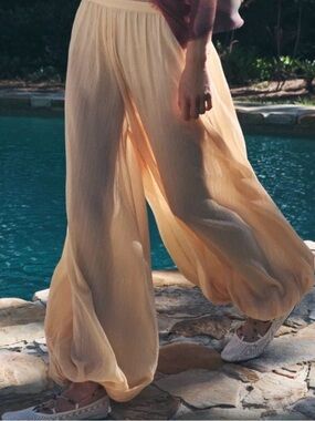 NWT Zara XS Flowy Wide Leg Blush Peach Palazzo Pants